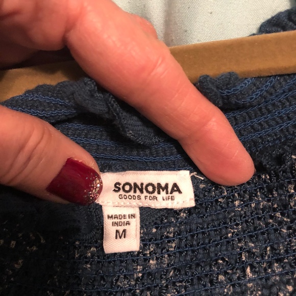 Sonoma Boho Blue Flowy Off the Shoulder Top - Picture 4 of 5